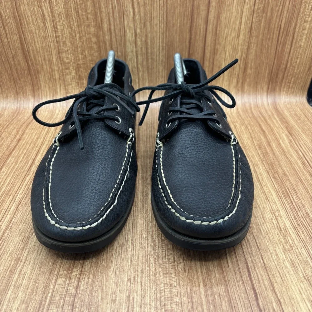 Polo Ralph Lauren Bienne Boat Shoes Mens Black Excellent 11D Pebbled Leather